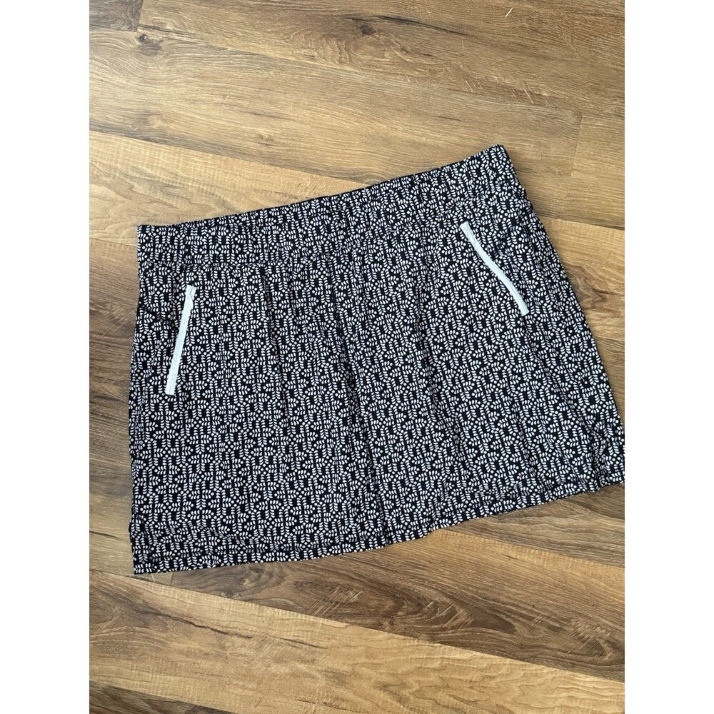 T by Talbots Black Geo Print Skort 3X  Petite Zip Pockets Golf Tennis Pickleball